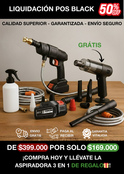 Hidrolavadora Inalámbrica 48V + Regalo Aspirador 3 en 1 – Combo de Limpieza Pro